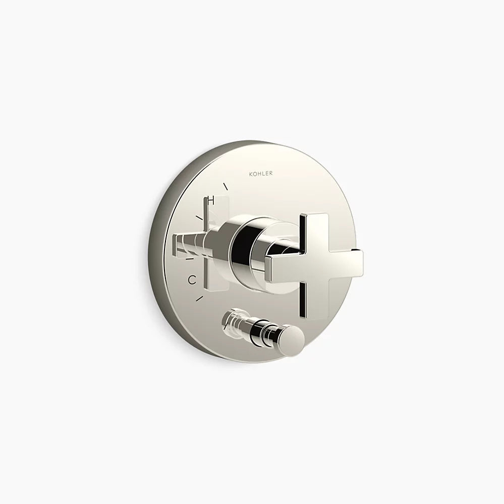 Kohler Rite-Temp® valve trim with push-button diverter and cross handle