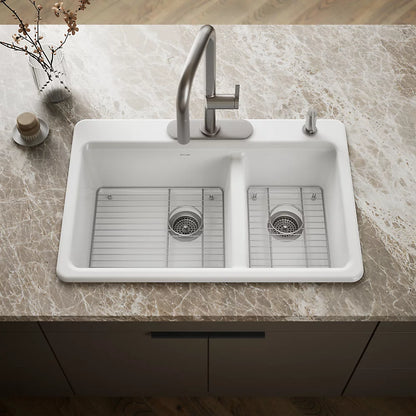 Kohler Riverby® 33" top-mount double-bowl kitchen sink