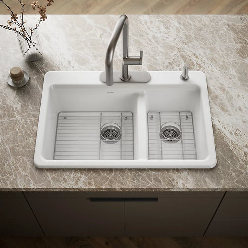 Kohler Riverby® 33" top-mount double-bowl kitchen sink