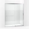 Kohler Sliding shower door, 75-1/2" H x 62-1/4 - 65-5/8" W with heavy 5/16" thick Crystal Clear glass with privacy band