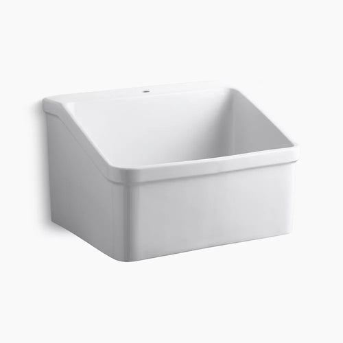 Kohler 28" x 22" bracket-mount utility sink with single faucet hole