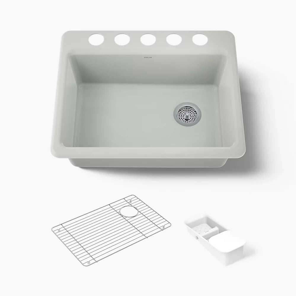 Kohler Riverby® 27" undermount single-bowl workstation kitchen sink