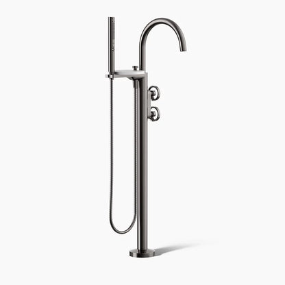 Kohler Floor-mount bath filler trim with industrial handles and handshower