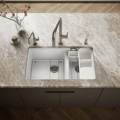 Kohler Riverby® 33" undermount double-bowl workstation kitchen sink