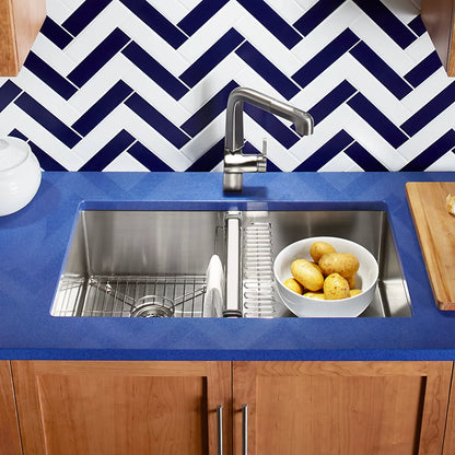 Kohler 32" undermount double-bowl kitchen sink with accessories