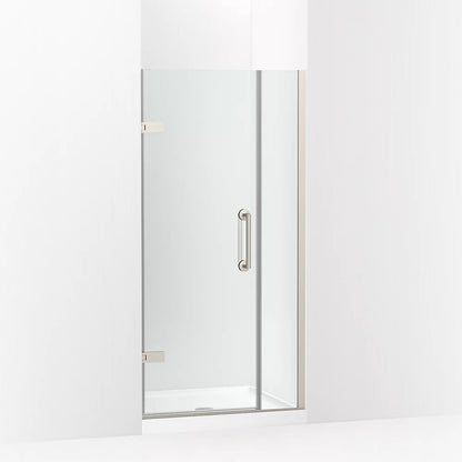Kohler Frameless pivot shower door, 71-9/16" H x 33-5/8 - 34-3/8" W, with 3/8" thick Crystal Clear glass