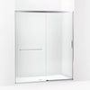 Kohler Sliding shower door, 75-1/2" H x 62-1/4 - 65-5/8" W, with heavy 5/16" thick Crystal Clear glass