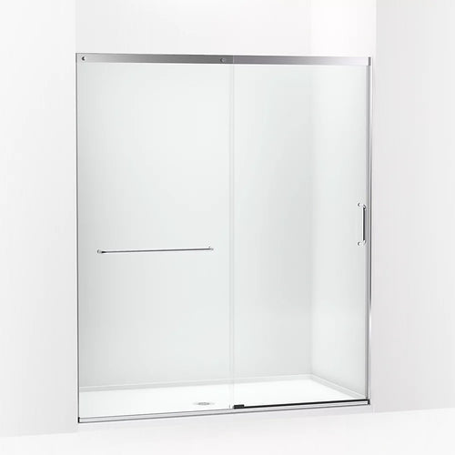 Kohler Sliding shower door, 75-1/2" H x 62-1/4 - 65-5/8" W, with heavy 5/16" thick Crystal Clear glass