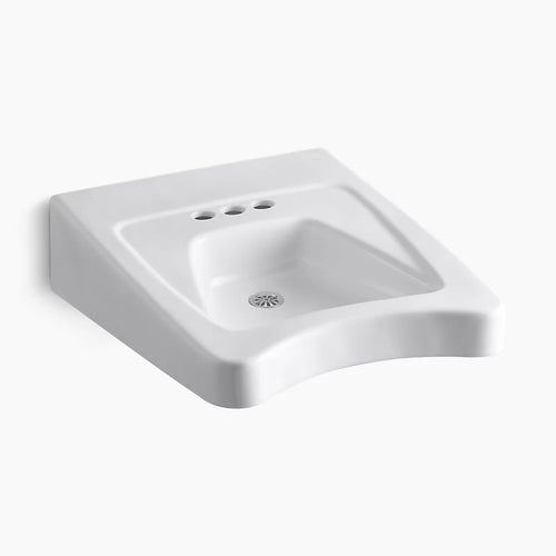 Kohler 20" x 27" mount/concealed arm carrier wheelchair bathroom sink with 4" centerset faucet holes