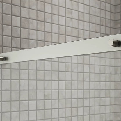 Kohler Sliding shower door, 75-1/2" H x 62-1/4 - 65-5/8" W with heavy 5/16" thick Crystal Clear glass with privacy band