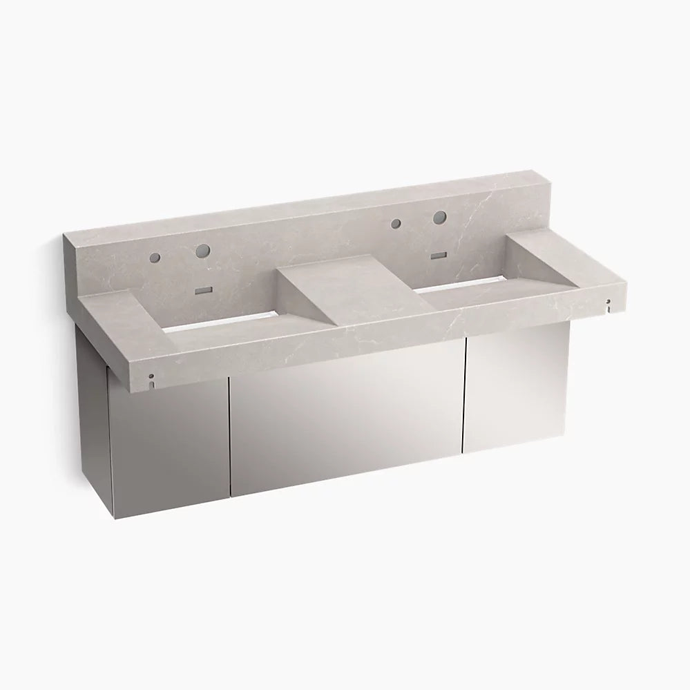 Kohler 60" wall-mount basin lavatory system with backsplash