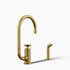 Kohler Billet® Single-handle bar sink faucet with two-function extended-reach spout and side sprayer