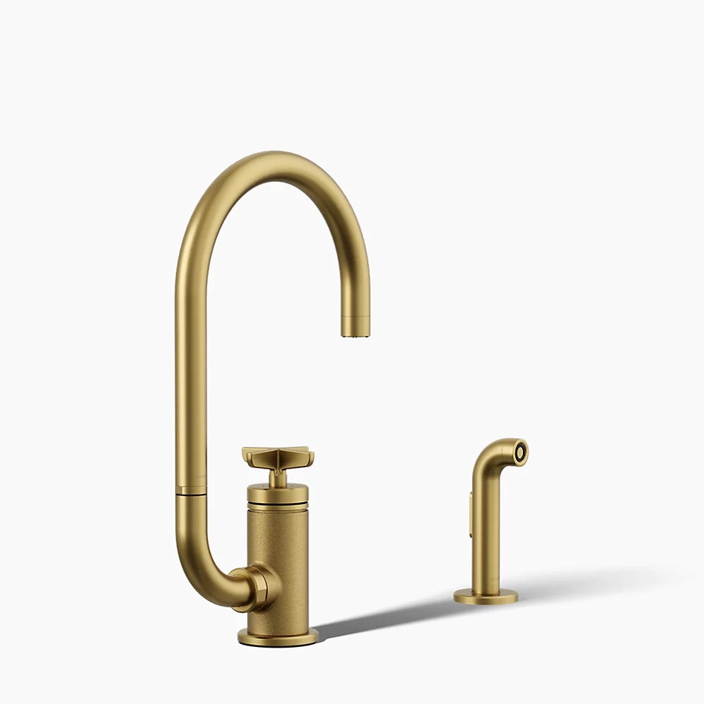 Kohler Billet® Single-handle bar sink faucet with two-function extended-reach spout and side sprayer