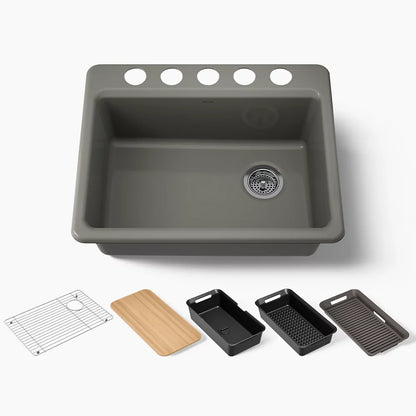 Kohler Riverby® 27" undermount single-bowl workstation kitchen sink
