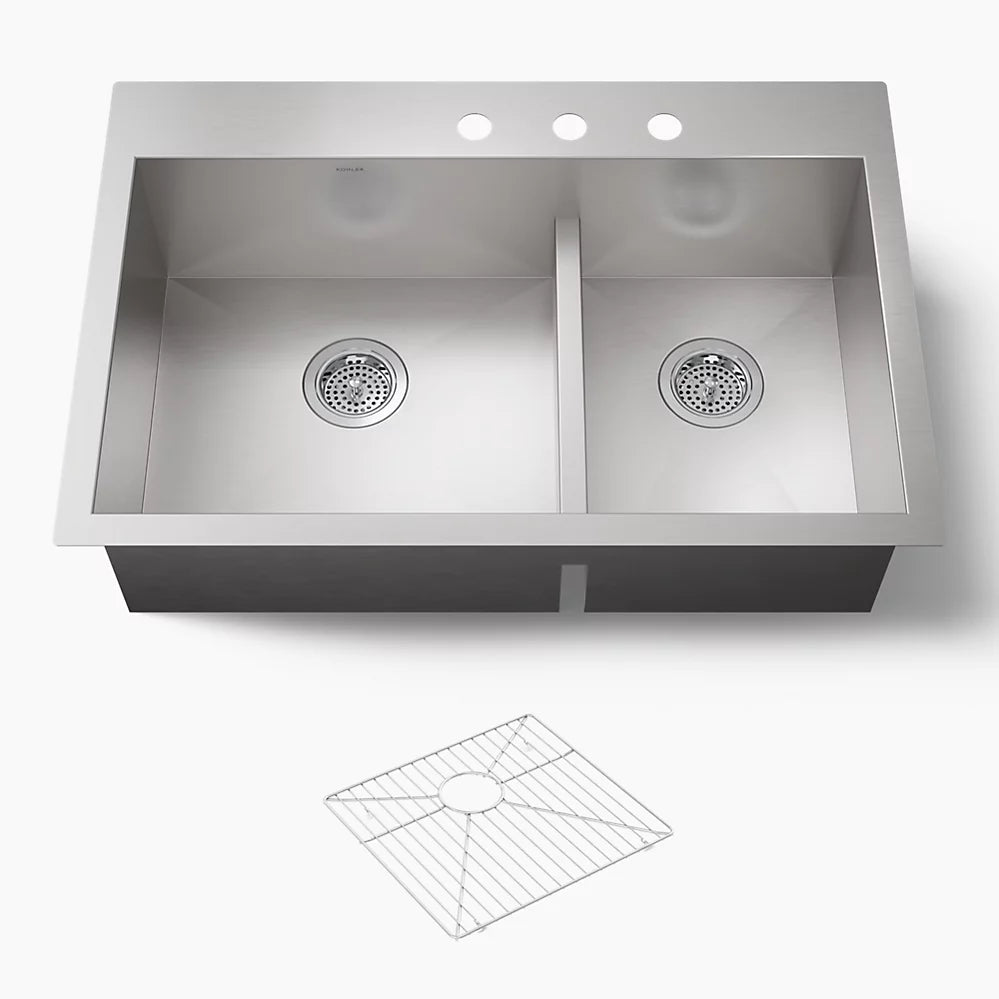 Kohler Vault™ Smart Divide® 33" top-/undermount double-bowl kitchen sink