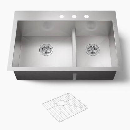 Kohler Vault™ Smart Divide® 33" top-/undermount double-bowl kitchen sink