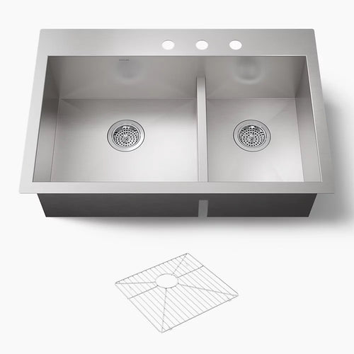 Kohler Vault™ Smart Divide® 33" top-/undermount double-bowl kitchen sink