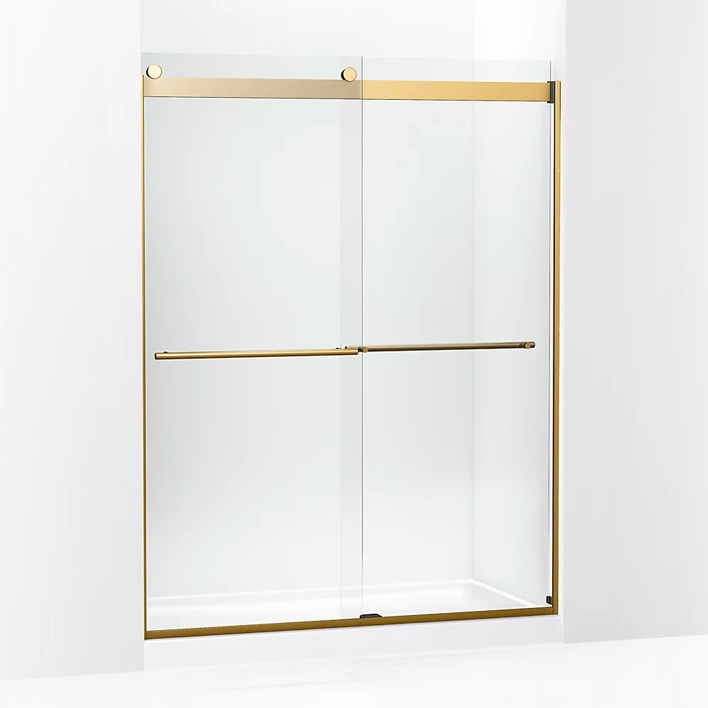 Kohler Frameless sliding shower door, 77-9/16" H x 56-5/8 - 59-5/8" W, with 5/16"-thick Crystal Clear glass