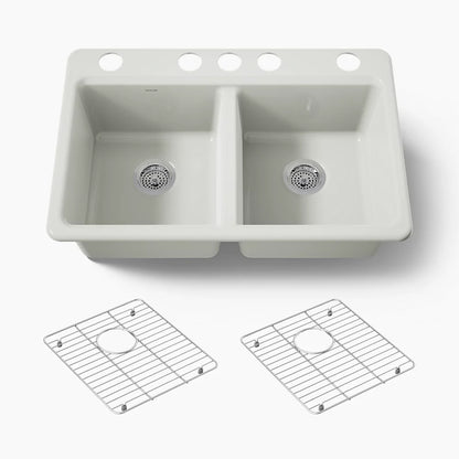 Kohler Riverby® 33" undermount double-bowl kitchen sink