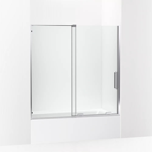 Kohler Sliding bath door, 58-1/4" H x 55-3/4 - 59-3/4" W, with 5/16" thick Crystal Clear glass