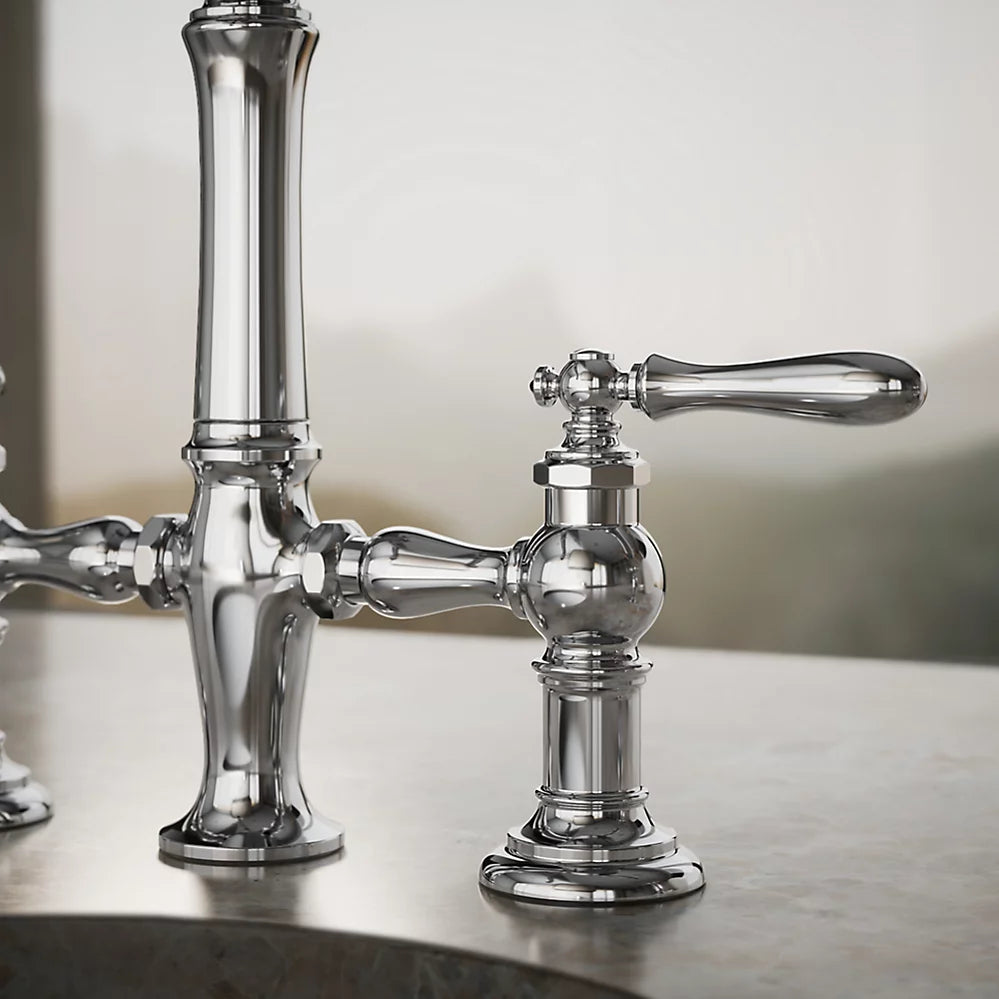 Kohler Two-hole bridge bar sink faucet with side sprayer