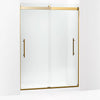 Kohler Frameless sliding shower door, 81-5/8" H x 56-5/8 - 59-5/8" W, with 3/8"-thick Crystal Clear glass