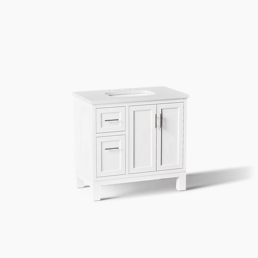 Kohler Quo Cabinet and Quartz Top 36-Inch Single-Sink Bathroom Vanity