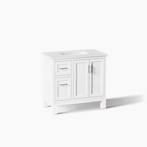 Kohler Quo Cabinet and Quartz Top 36-Inch Single-Sink Bathroom Vanity
