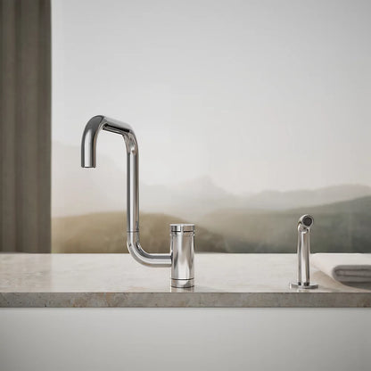 Kohler Single-handle kitchen sink faucet with two-function extended-reach spout and side sprayer