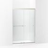 Kohler Sliding shower door, 70" H x 44-5/8 - 47-5/8" W, with 5/16" thick Crystal Clear glass