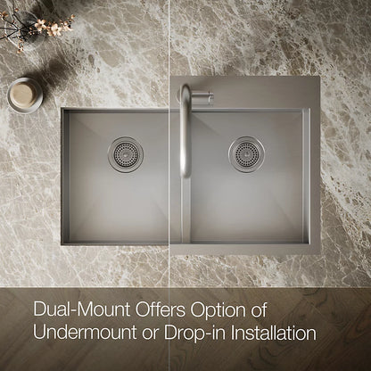 Kohler Vault™ Smart Divide® 33" top-/undermount double-bowl kitchen sink