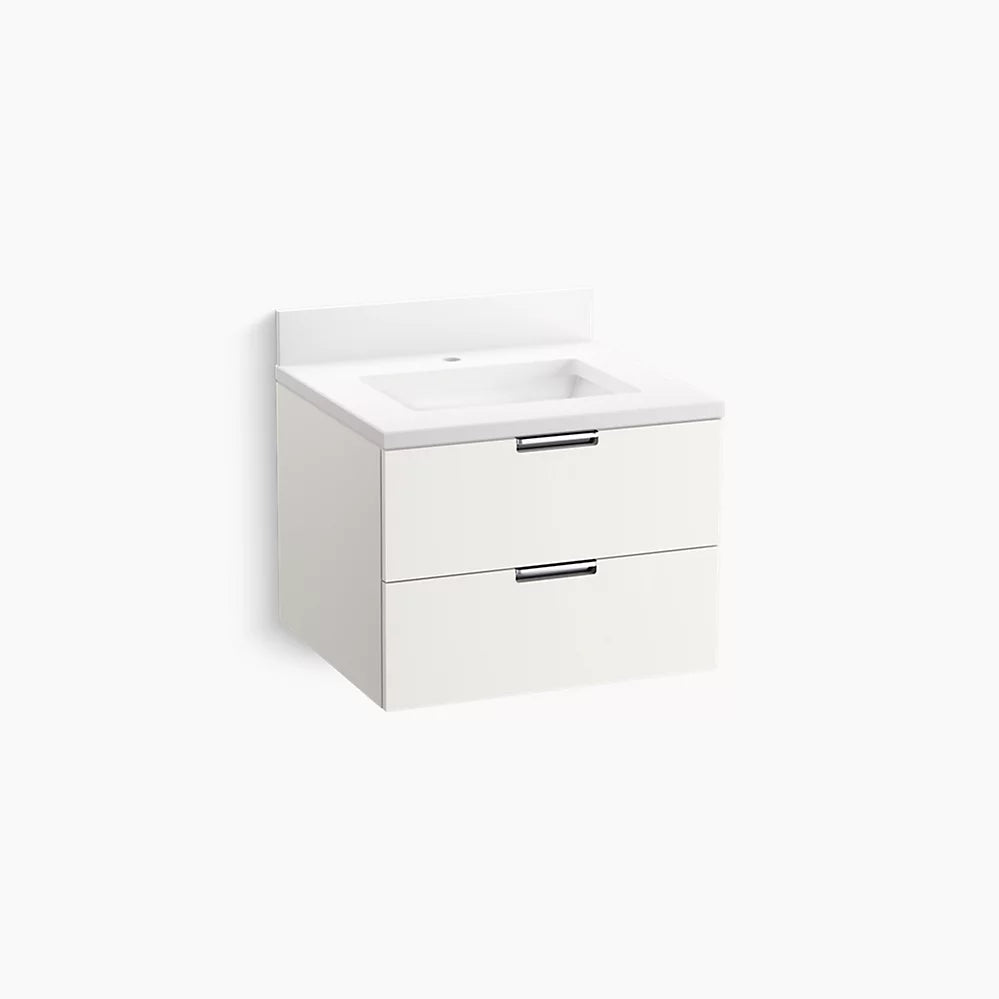 Kohler 24" wall-hung bathroom vanity cabinet with sink and quartz top