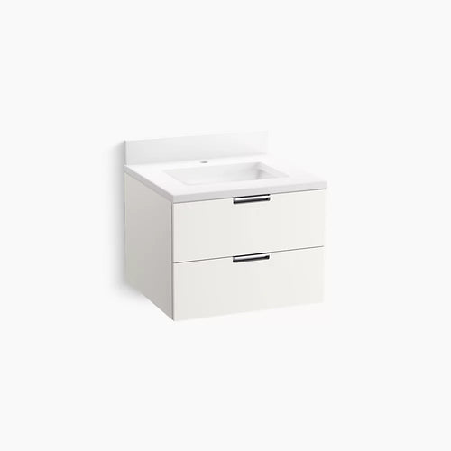 Kohler 24" wall-hung bathroom vanity cabinet with sink and quartz top