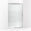 Kohler Sliding shower door, 75-1/2" H x 44-1/4 - 47-5/8" W, with heavy 5/16" thick Crystal Clear glass with privacy band