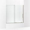 Kohler Sliding bath door, 58-1/4" H x 55-3/4 - 59-3/4" W, with 5/16" thick Crystal Clear glass