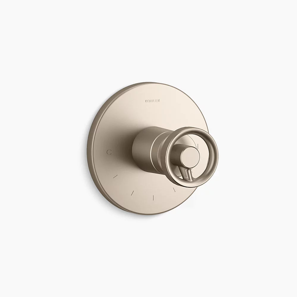 Kohler MasterShower® temperature control valve trim with Industrial handle