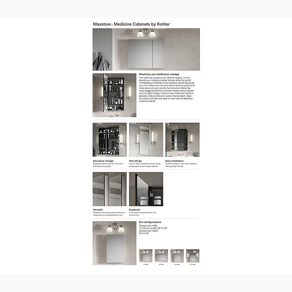 Kohler 20" W x 24" H medicine cabinet