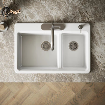 Kohler Riverby® 33" top-mount double-bowl kitchen sink