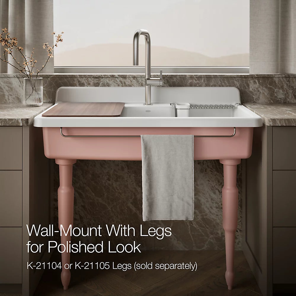 Kohler Farmstead® 45" top-/wall-mount single-bowl workstation farmhouse kitchen sink