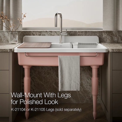 Kohler Farmstead® 45" top-/wall-mount single-bowl workstation farmhouse kitchen sink