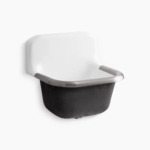 Kohler 24" x 20-1/4" wall-mount or P-trap mount service sink with rim guard and blank back