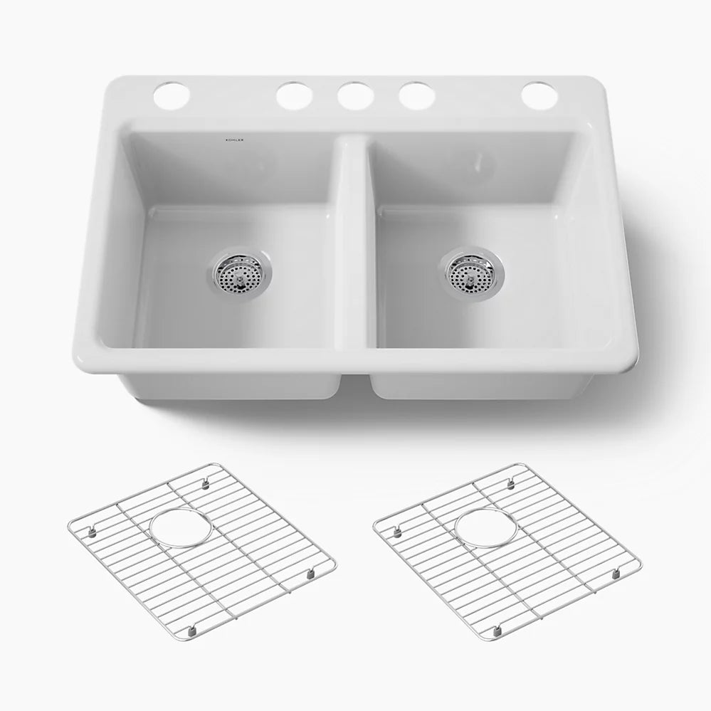 Kohler Riverby® 33" undermount double-bowl kitchen sink