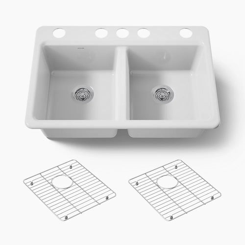 Kohler Riverby® 33" undermount double-bowl kitchen sink