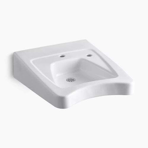 Kohler 20" x 27" wall-mount/concealed arm carrier wheelchair bathroom sink with single faucet hole and right-hand soap dispenser hole