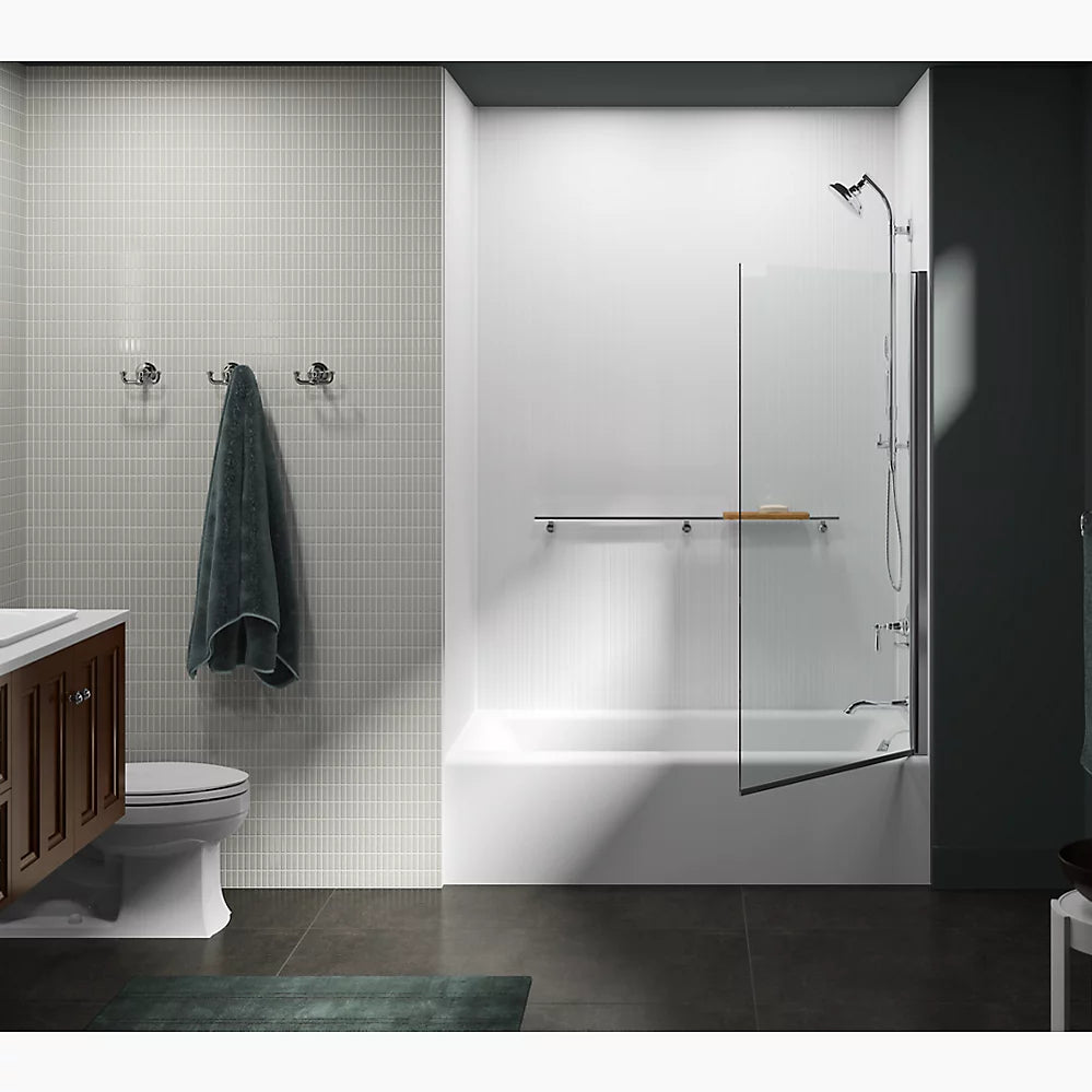 Kohler Bath screen, 56-15/16" x 32" W with 1/4" thick Crystal Clear glass and square corner