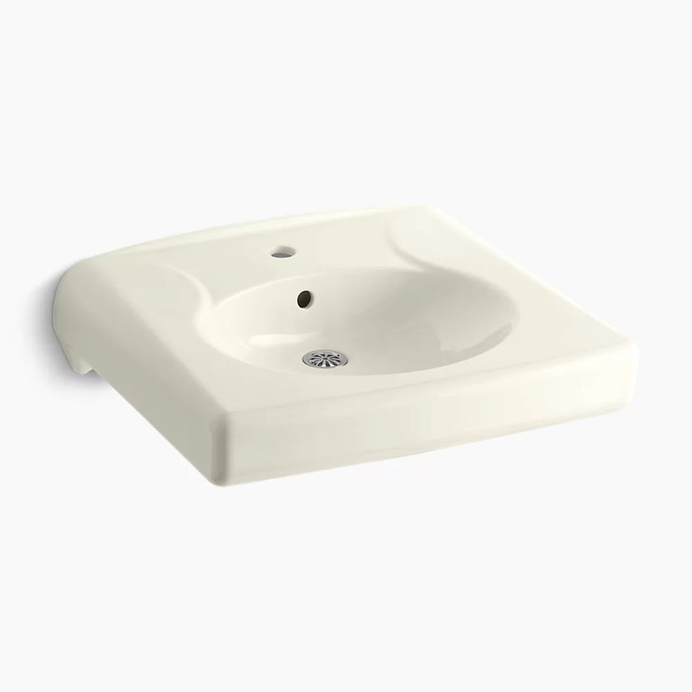 Kohler Wall-mount or concealed carrier arm mount commercial bathroom sink with single faucet hole