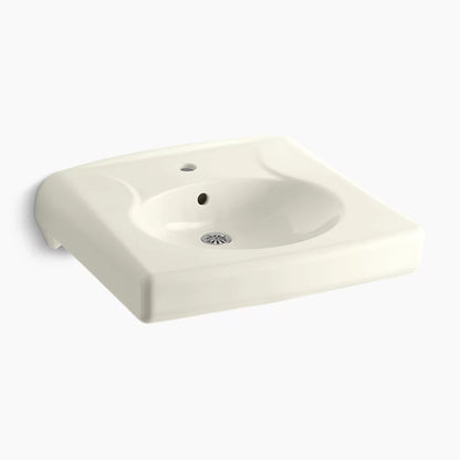 Kohler Wall-mount or concealed carrier arm mount commercial bathroom sink with single faucet hole