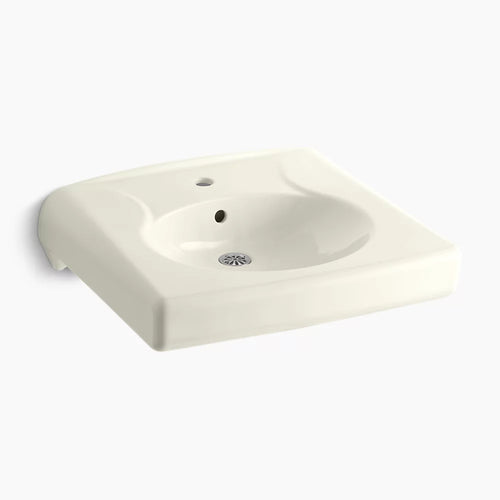 Kohler Wall-mount or concealed carrier arm mount commercial bathroom sink with single faucet hole