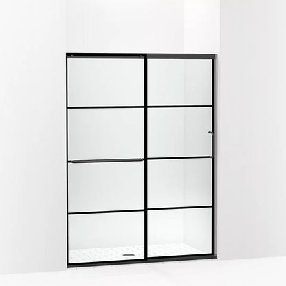 Kohler Sliding shower door, 70-1/2" H x 50-1/4 - 53-5/8" W, with 1/4" thick Crystal Clear glass with rectangular grille pattern