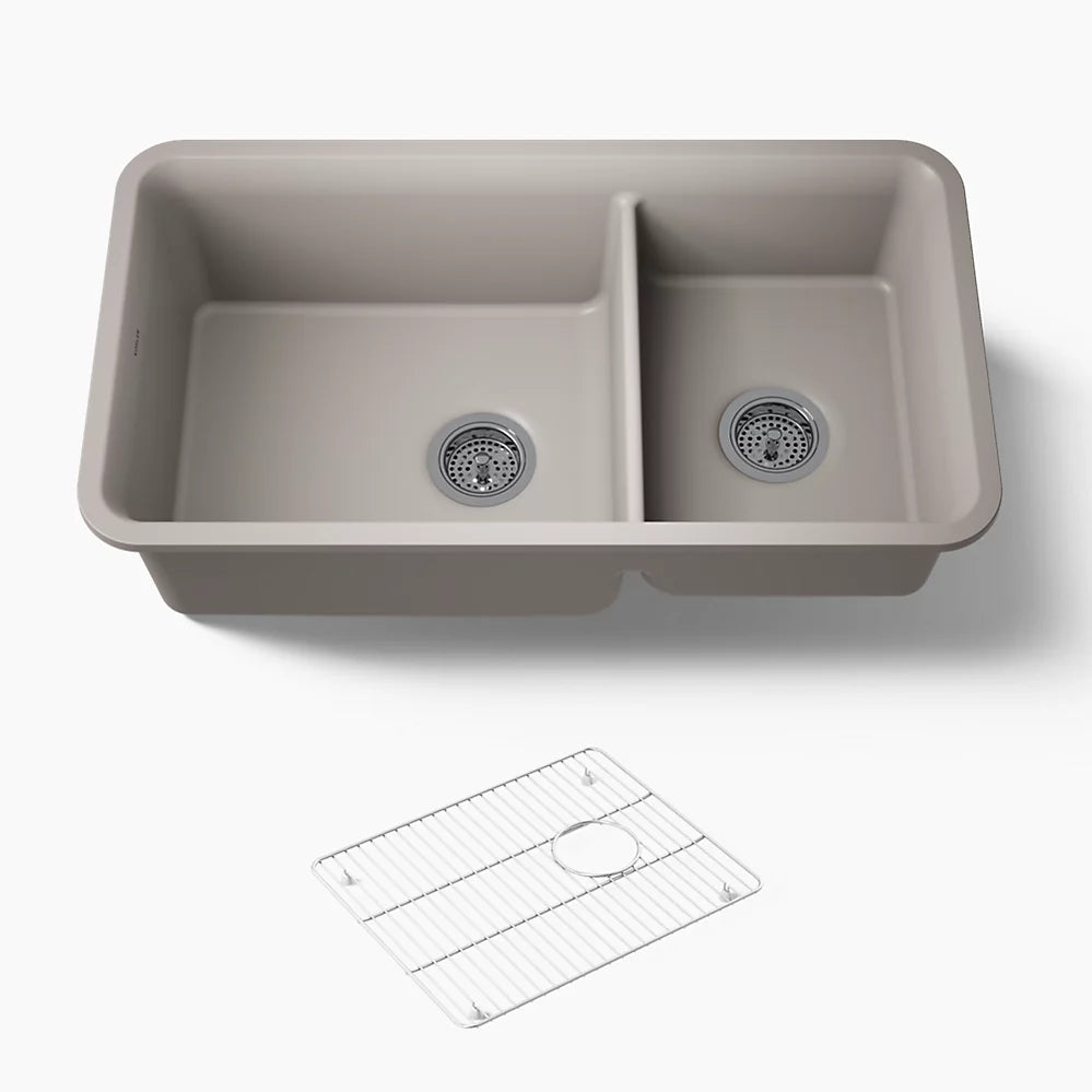 Kohler Cairn® 33-1/2" undermount double-bowl kitchen sink